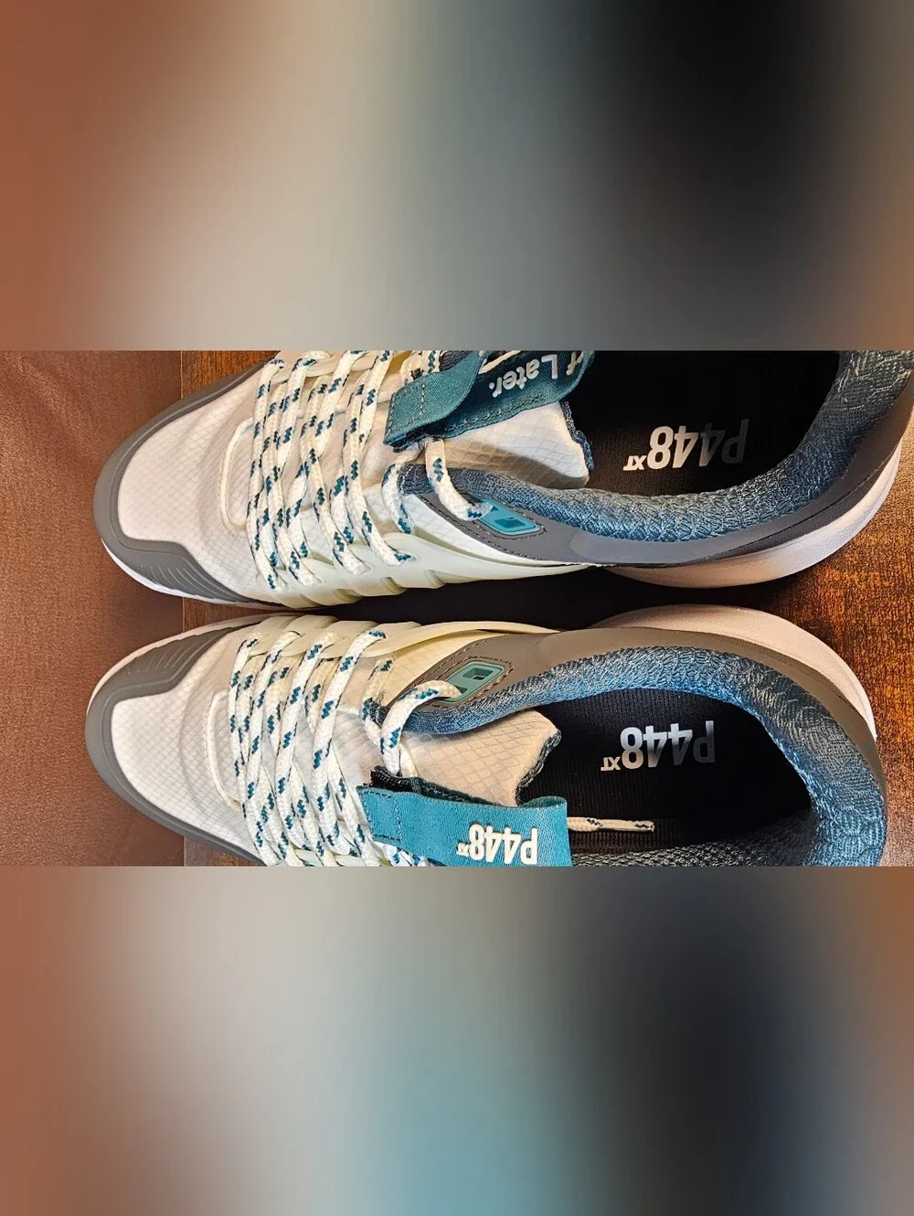 P448 Women’s Court Sneakers Size 38 US 7.5-8 White Gray Teal Vibram NWT